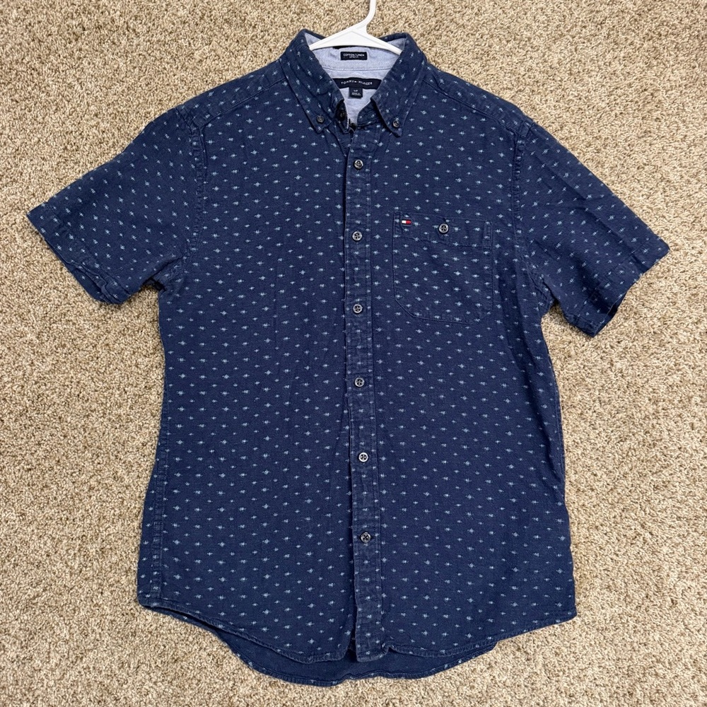 Tommy Hilfiger Cotton Linen Short Sleeve Button Down